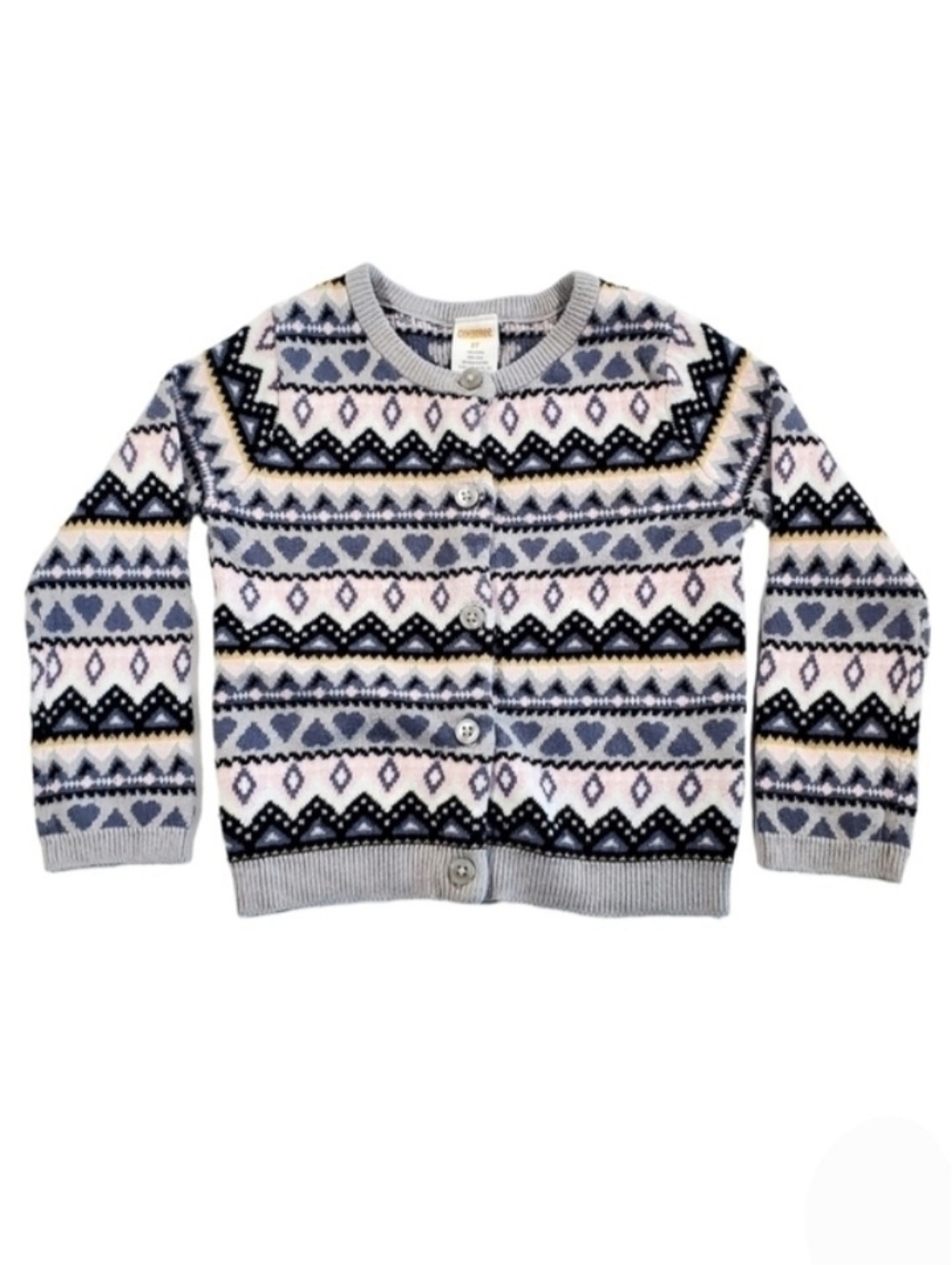 K1185 * Gymboree Girls Button Down Cardigan Blue Grey Pink Size 2T